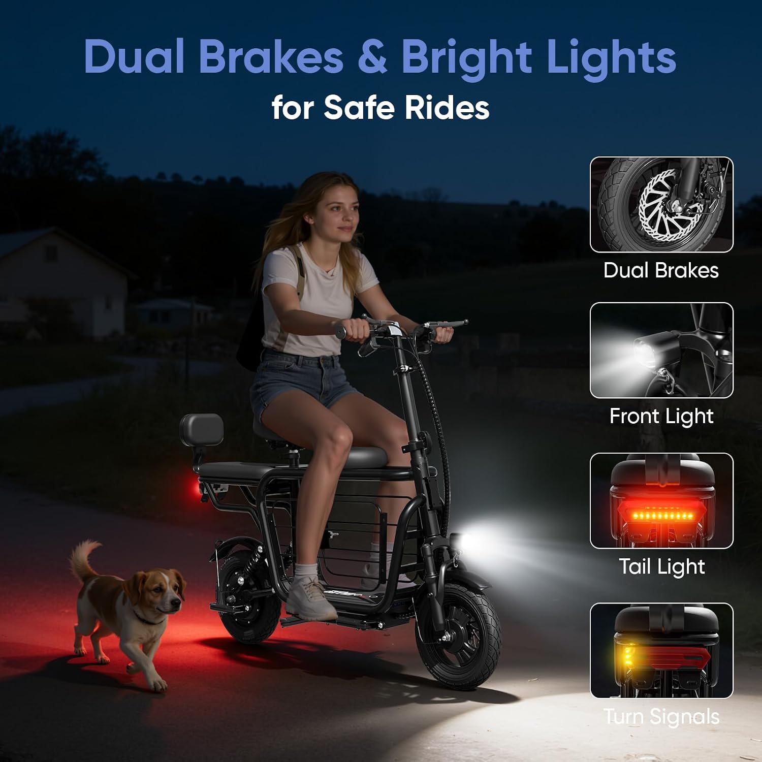EILLEO Electric Scooter with Seat for Adult, 36V/48V Electric Scooter for Adults 500W/750W Motor, 20 Mile Range, 17.4/18.75mph, Dual Brakes, 14'/12' Tires, e Scooters with Seat
