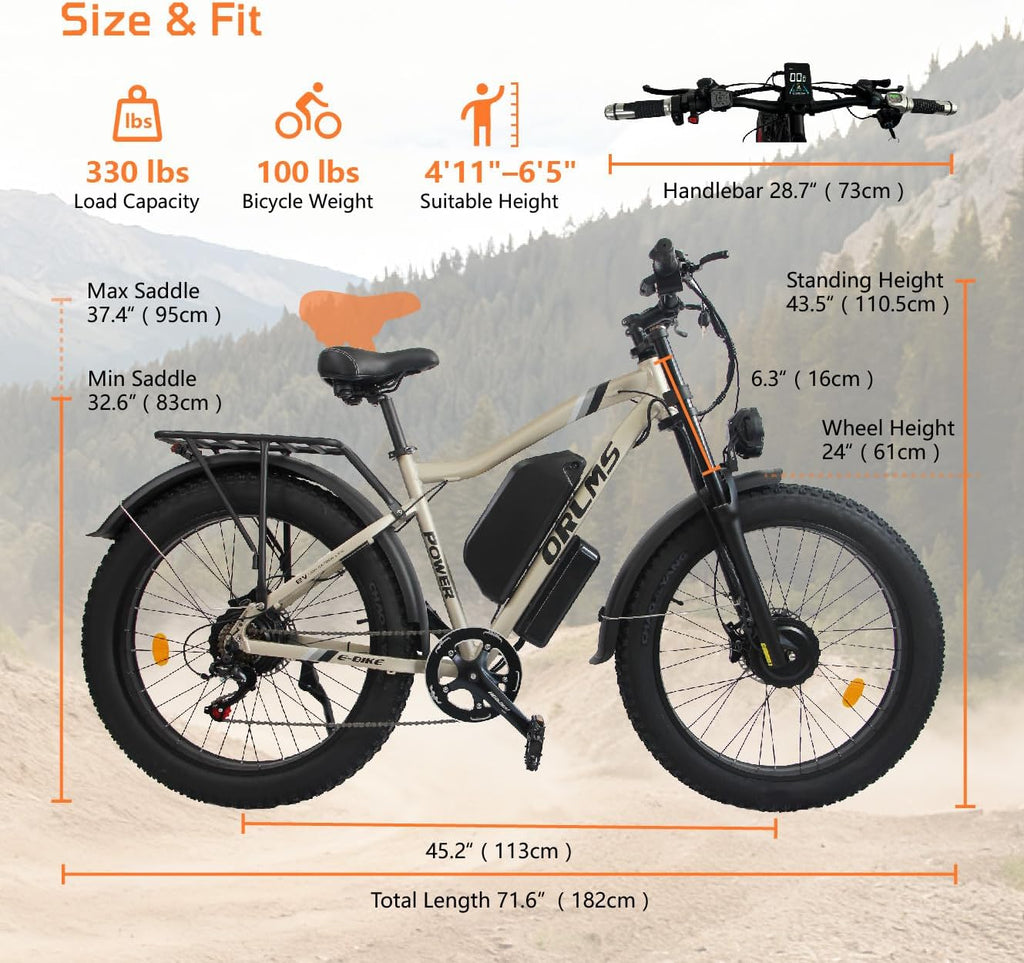 Dual Motor Electric Bike for Adults,6000W Peak,45MPH,60V&52V/25Ah Battery,26''&24'' Fat Tire,Up to 110 Miles Range,SHM 7-Speed Gear Ebike