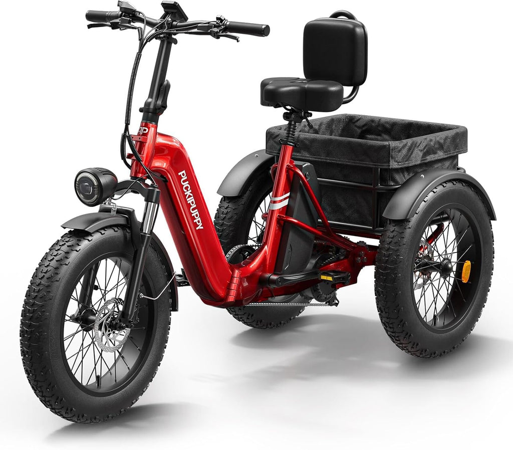 Electric Trike for Adult with 960W Peak Motor, 48V 17.4AH Cells Battery, Pickup Class 500 LB Load Electric Tricycle with 20' Fat Tire and Large Basket, 60 Miles Range, for City and Mountain Road