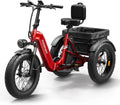 Electric Trike for Adult with 960W Peak Motor, 48V 17.4AH Cells Battery, Pickup Class 500 LB Load Electric Tricycle with 20' Fat Tire and Large Basket, 60 Miles Range, for City and Mountain Road