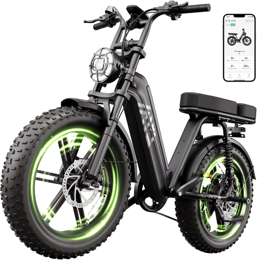 TST Electric Bike for Adults 1500W Peak 20' Fat Tire All-Terrain E-Bike 60 Miles Electric Dirt Bike for Road Sand Mountain Snow - 48V 15AH Battery Powered Electric Motorcycle for Adventure