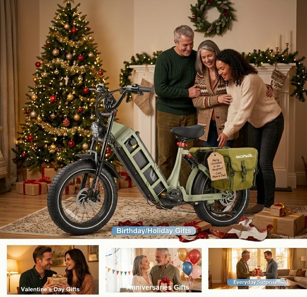 2026 Eahora 5400W Juliet Pro 2 Electric Bike for Adults 43MPH Dual Motor 70Ah Ebike 200Miles Long Range Electric Bicycle, 20'' Fat Tire Full Suspension Electric Mountain Bike for Commuting/Delivery
