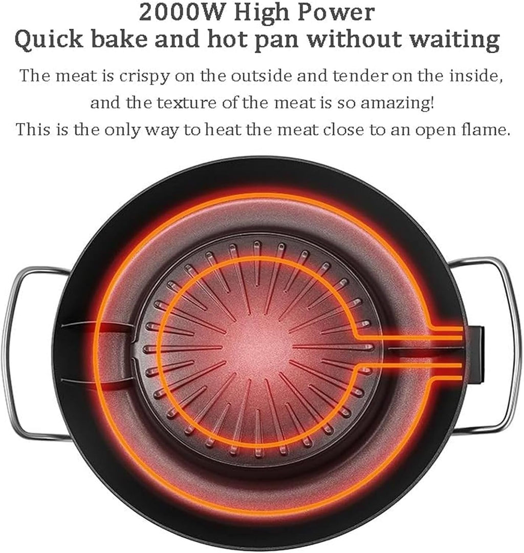 Electric Hot Pot and Grill Combo, Non-Stick Soup Pot for Korean BBQ, Easy to Clean Kitchen Essential for 2-4 People, Perfect for Family Gatherings