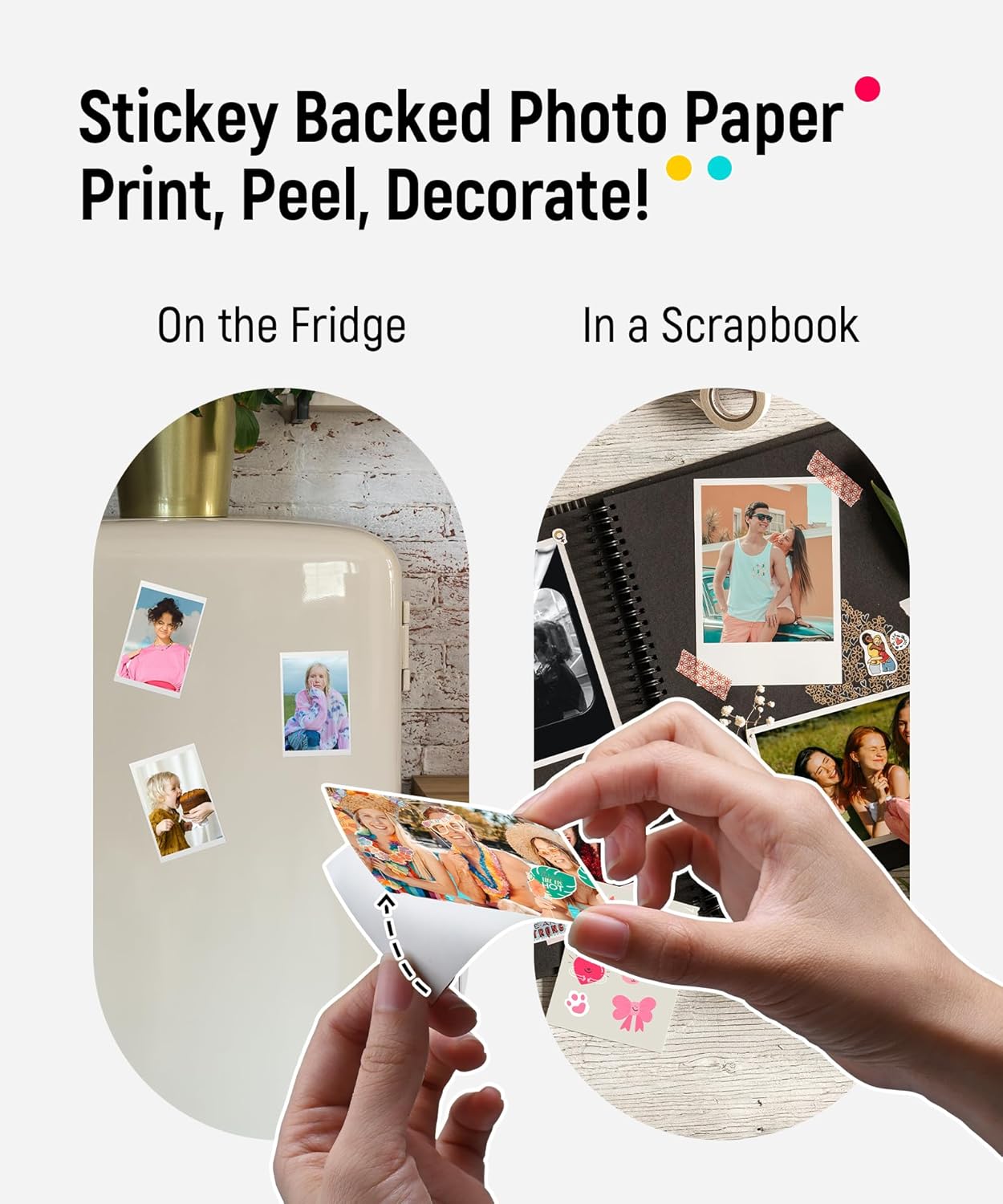 Liene Pearl K100 2x3' Photo Printer, Mini Instant Portable Color Picture Printer Bundle 50 Zink Adhesive Paper, Bluetooth 5.2 Compatible w/iOS & Android Small Phone Sticker for iPhone Smartphone White