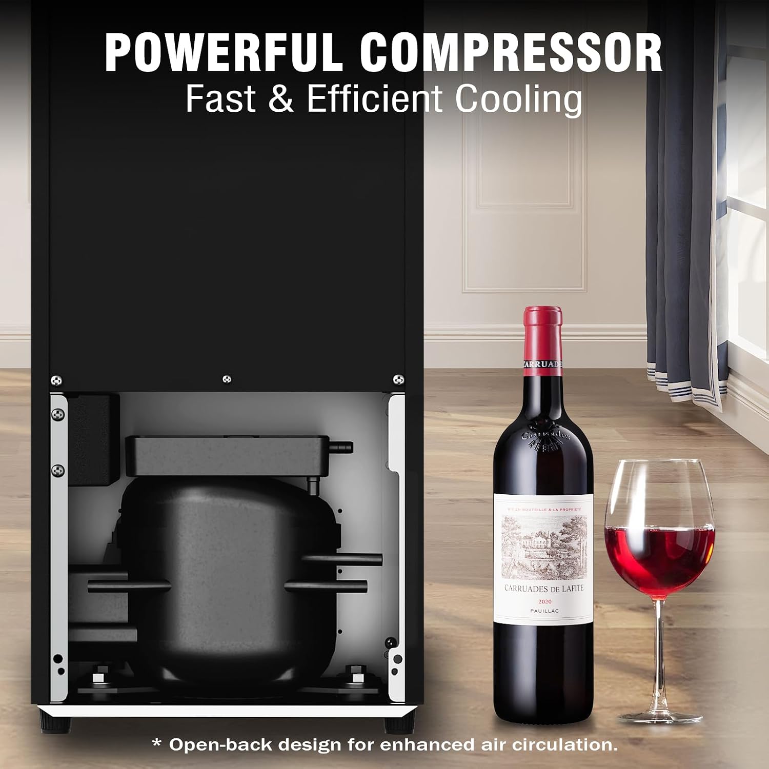 18 Bottle Mini Fridge, Freestanding Small Wine Cooler Refrigerator for Red and White with 40-66F Digital Temperature Control and Glass Door