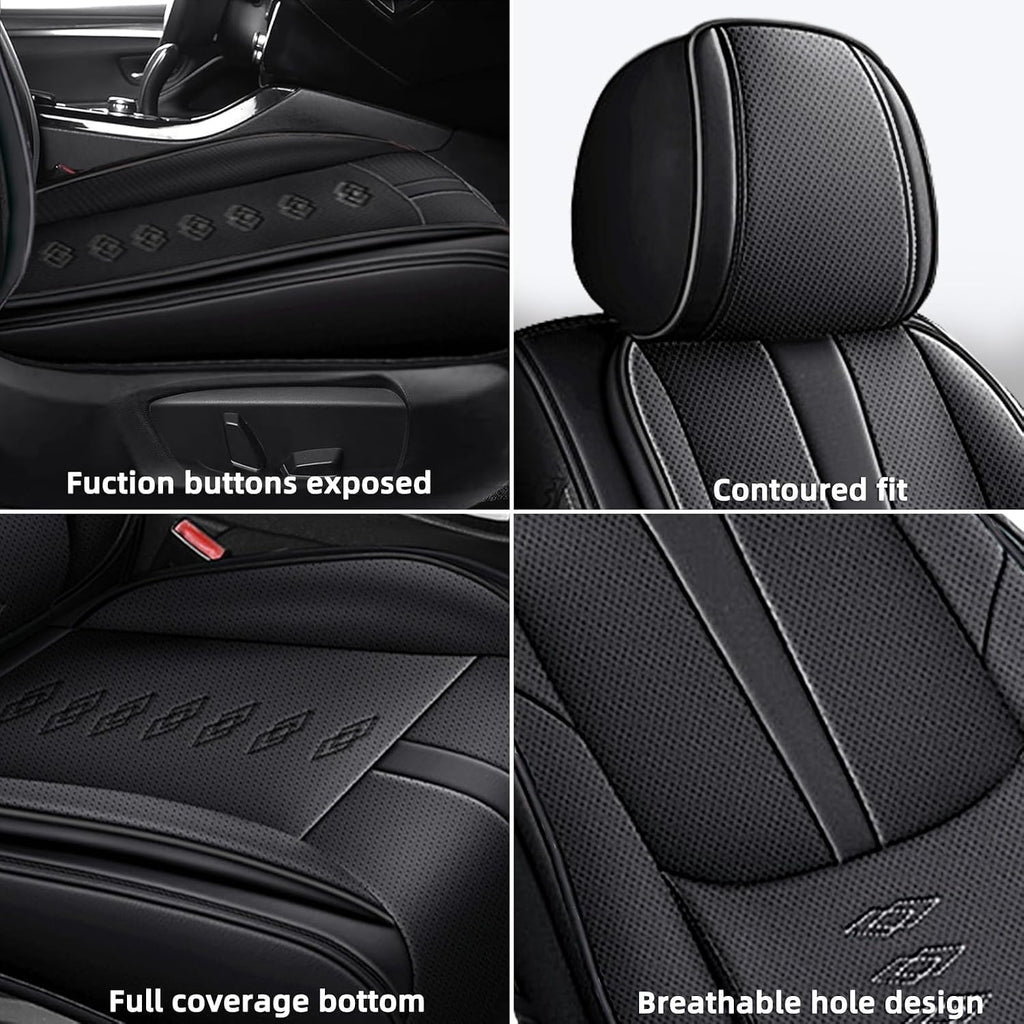 Car Seat Covers 2 Seats Fit for Jeep Wrangler Unlimited 4xe 2021 2022,Waterproof Leather Seat Covers,Airbag Compatible,Car Seat Protectors Interior Sets(Front Set,Black)