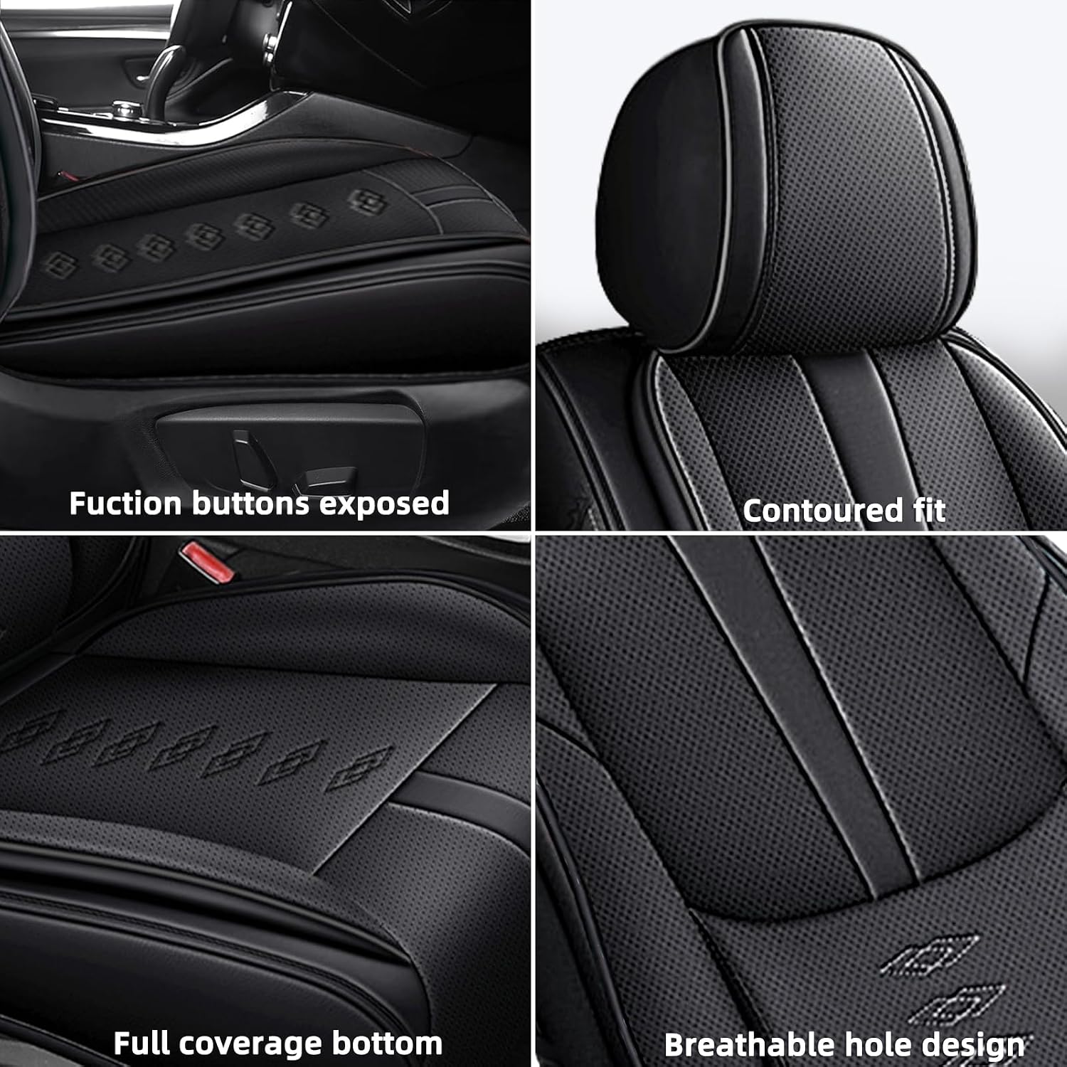 Leather Seat Covers for Jaguar XJ8 2000-2008,Premium Car Seat Covers Full Set,Waterproof Car Seat Protectors with Airbag,Comfort Interior Cover Seats for Cars(Black)