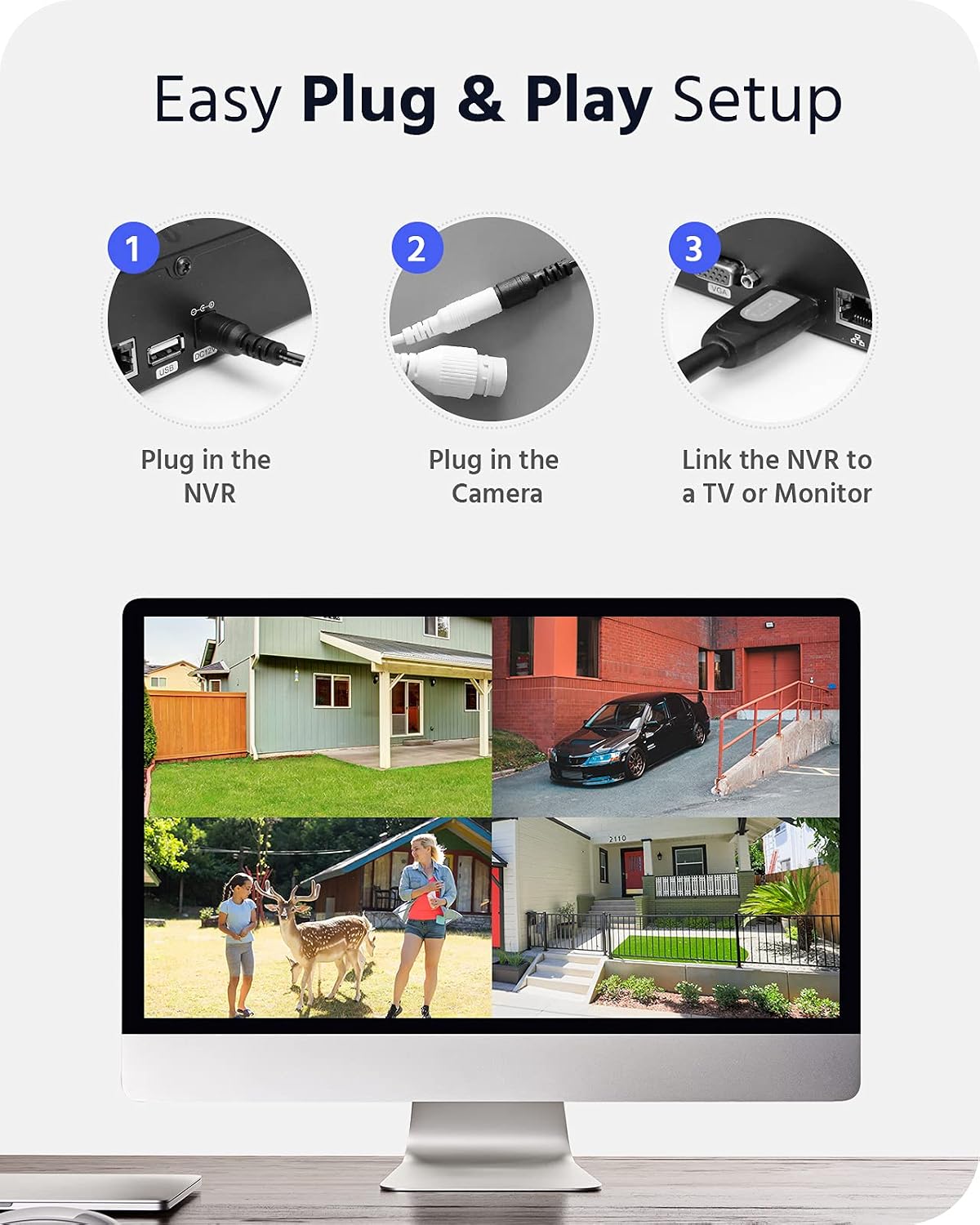 ANNKE Security Camera System, 4pcs Wireless 3MP IP Cameras with 10CH 5MP NVR for Home Security Outdoors, Motion Detection, Two-Way Audio, 100ft Night Vision, Compatible with Alexa, NO HDD