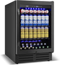 Velivi 24 Inch Beverage Refrigerator Under Counter, 24' Space Built-In Beer and Drink Fridge with Glass Door for Soda, Water, and Milk - For Kitchen, Bar or Office