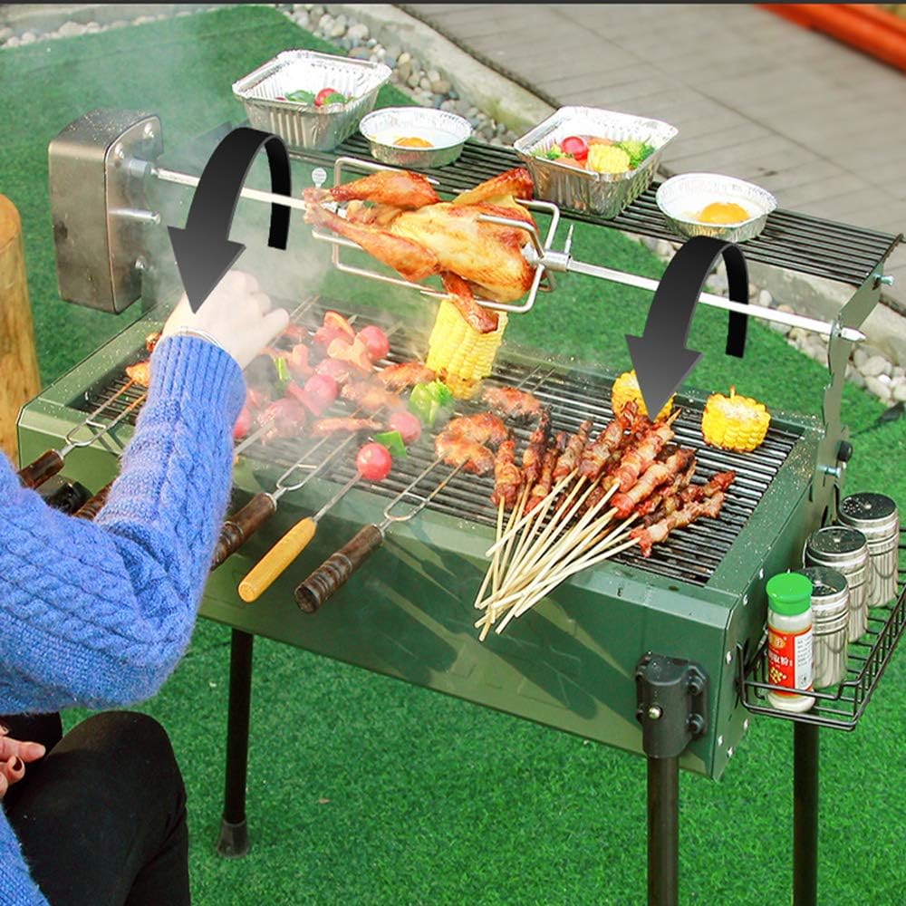 Oven Barbecue Outdoor Household Stainless Steel Field Patio Folding Portable Charcoal Rotating Barbecue Grill Large
