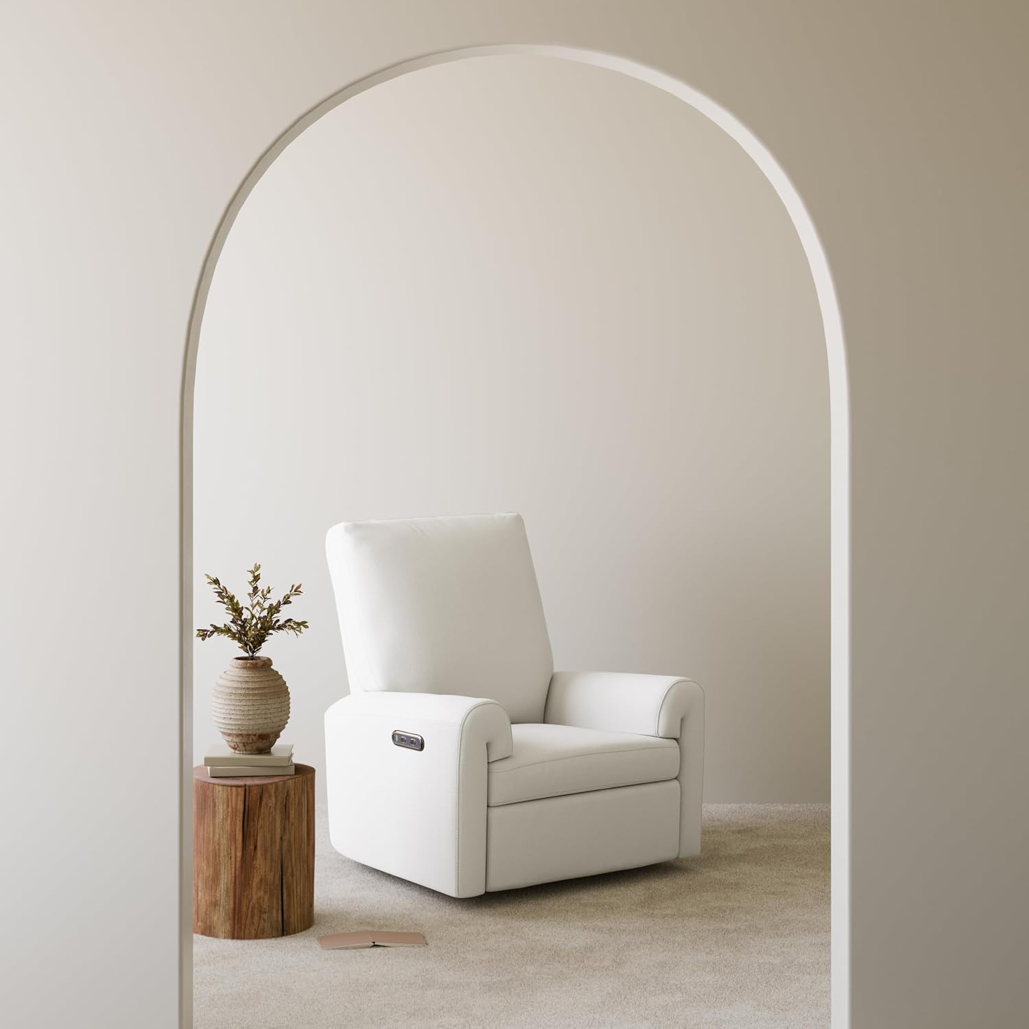 Storkcraft Sorrento Deluxe Power Recliner Swivel Glider – Premium Electronic Nursery Rocking Chair, Oeko-TEX 100 Certified, Includes Dual-USB Charging Port with USB-A & USB-C (Ivory Basketweave)