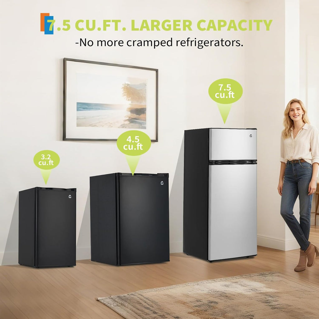 3.2 Cu. Ft. Compact Refrigerator | Single Door Mini Fridge with Energy-Efficient & Quiet Operation | for Dorm, Office, Bedroom, Kitchen, Bar Use with Adjustable Shelves