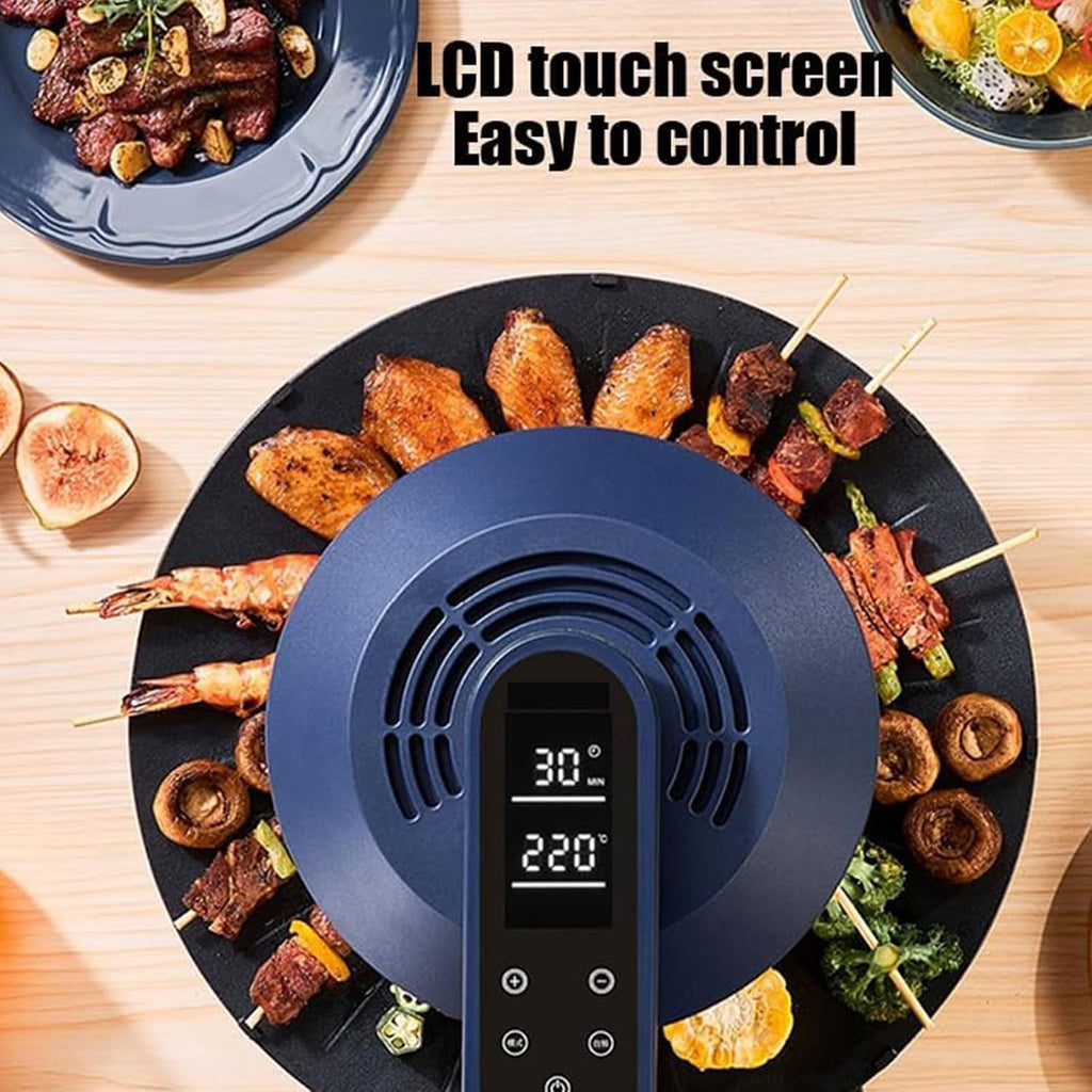 Automatic Rotating Electric Grill, Multifunctional Electric Smokeless Grill Indoor Grill, 360° Automatic Rotating Grill Plate And 11 Adjustable Temperatures