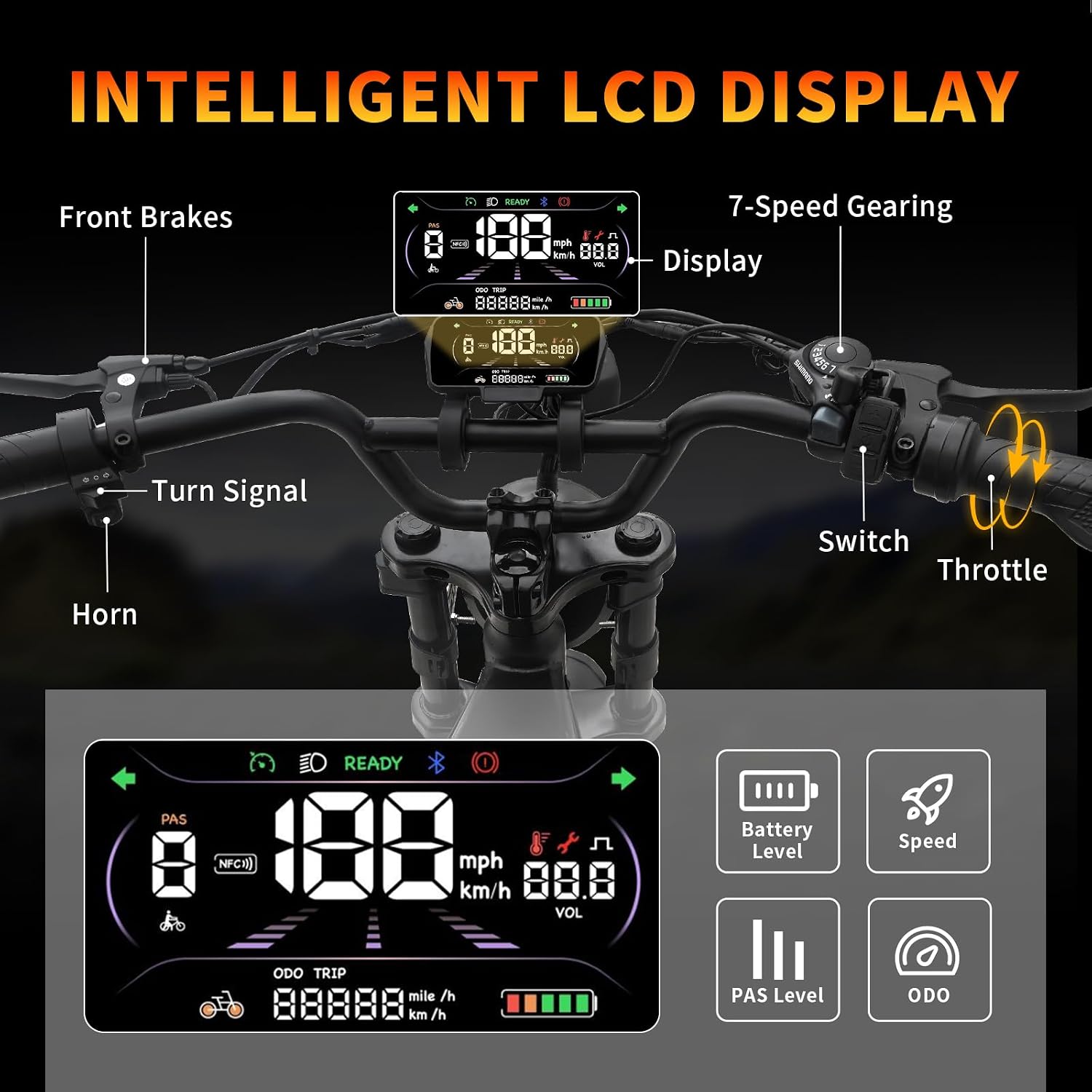 DDC SPORT Electric Bike for Adults, Peak 1000W Motor 28MPH, 48V 13Ah Battery 50Miles Ebike, 20'' Fat Tire Electric Dirt Bike for All Terrain, Off Road Mounatin Moped E-Bike, Full Suspension, 7-Speed