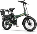EUYBIKE Foldable Electric Bike for Adults, 30+MPH, 48V 20Ah Removable Battery up to 80Miles, 20' Fat Tire 1000W Peak Motor Adult Electric Bicycle for Beach Mountain E Bike Green with Safety Seat