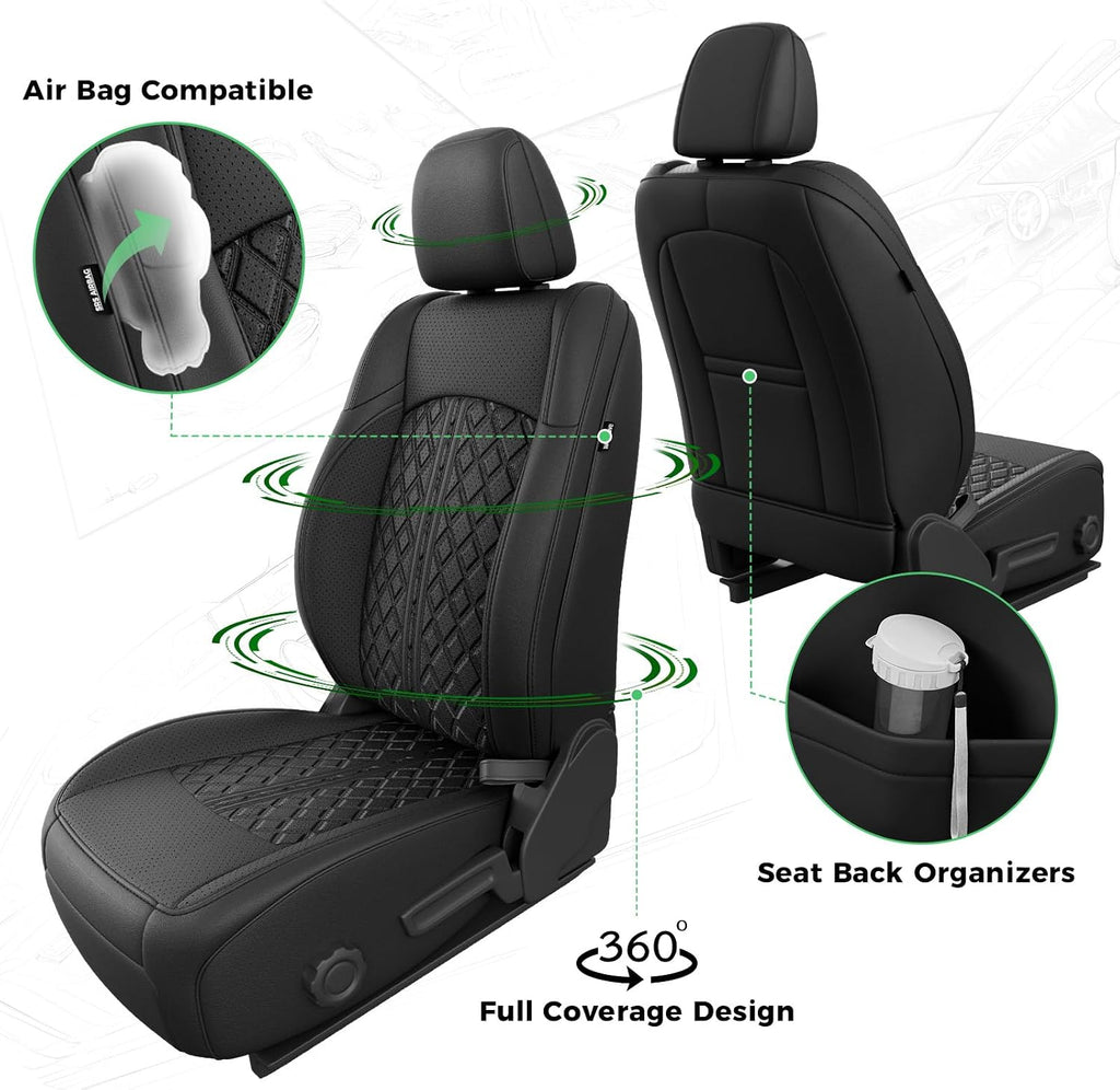 for Jeep Wrangler Seat Covers JL 4 DR with Rear Cup Holder 2018 2019 2020 2021 2022 2023 2024 2025 2026, Custom Fit Car Seat Covers Full Set,Waterproof Leather Seat Protector,Black