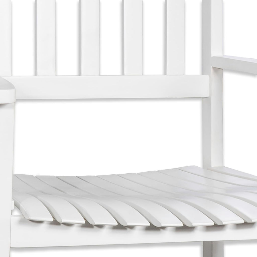 JONATHAN Y RCK300C Seagrove Farmhouse Classic Slat-Back 350-LBS Support Acacia Wood Outdoor Rocking Chair Traditional, Coastal, Cottage, Vintage, Shabby Chic, White