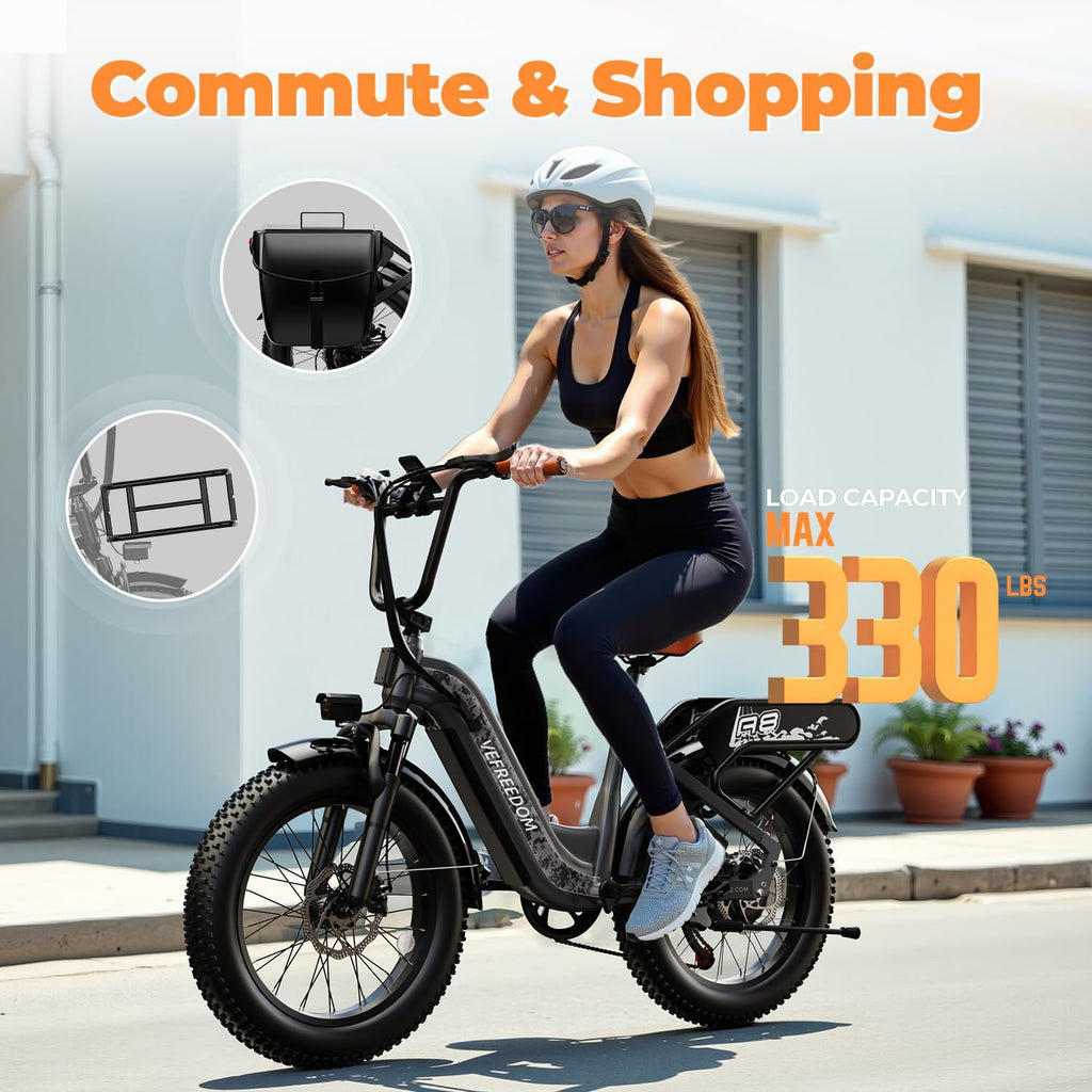 EUY Electric Bike for Adults with Peak 1500W Motor, 48V 20Ah Removable Battery Fast Ebike,Max 70Miles,20' x4.0 Fat Tire Commuting Electric Mountain Bike,7-Speed, Step-Thru Bicycle