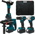 SELFIE CAT 4 Set Brushless Cordless Combo Kit Power Tools, Hammer/Angle Grinder/Impact Wrench/Drill Impact Drill Set, Cordless Drill and Impact Driver Combo With 4 Battery&2 Chargers for Home, DIYers