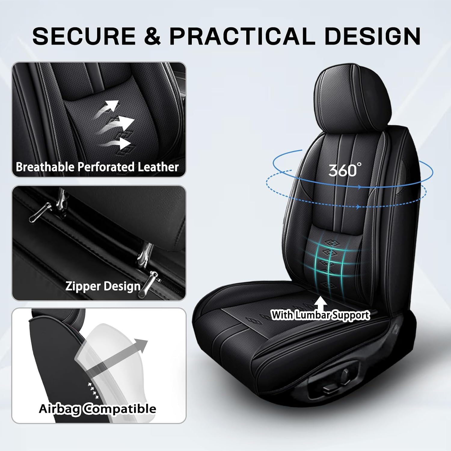 Car Seat Covers for GX 460,for Lexus GX 460 2010-2023,Leather Front Seat Covers,Airbag-Compatible Car Seat Protectors,Waterproof Seat Cover for Cars(Black,2PCS/with Pillows)