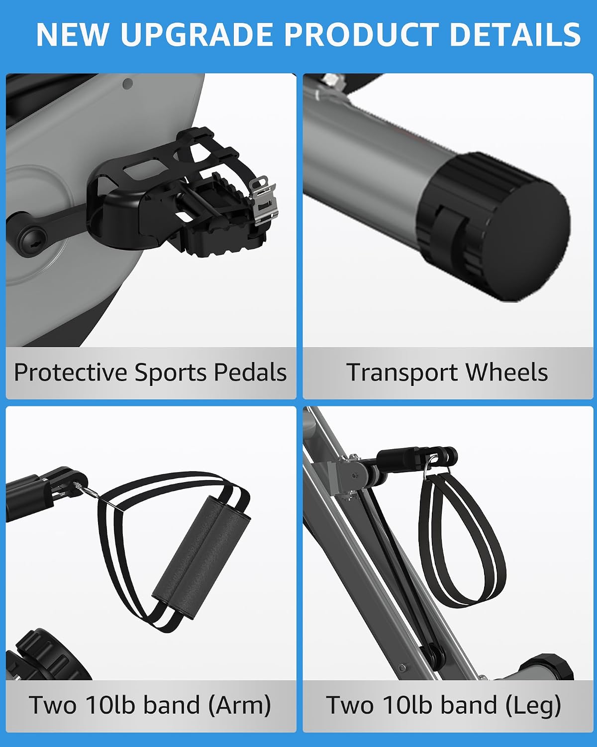 USLIM Foldable Exercise Bike Stationary Bikes for Home, 5 IN 1 Indoor Workout Bike, Cycling Bike with 16-Level Quiet Magnetic Resistance, 6.6 LBS Flywheel and 300LBS Capacity for Senior and Home Workout
