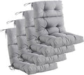 Outdoor Indoor High Back Chair Cushions Set of 4,Waterproof All-Weather Patio Adirondack Rocking Chair Cushions,Seat Back Chair Cushion for Outdoor Furniture with Ties,45x22 Inch, Grey