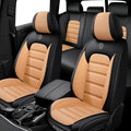 5 Seat Covers for Subaru Outback 2000-2024 Leather Car Seat Covers Waterproof Anti-Slip Soft Car Seat Protectors Comfort Automotive Seat Covers with Airbag（Standard,Black+Orange）
