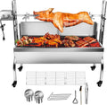 Stainless Steel Rotisserie Grill with Wind Deflector, 25W Motor Small Pig Whole Lamb Rotisserie Roaster, 80kg BBQ Charcoal Rotisserie Roaster Grill for Camping Outdoor Kitchen