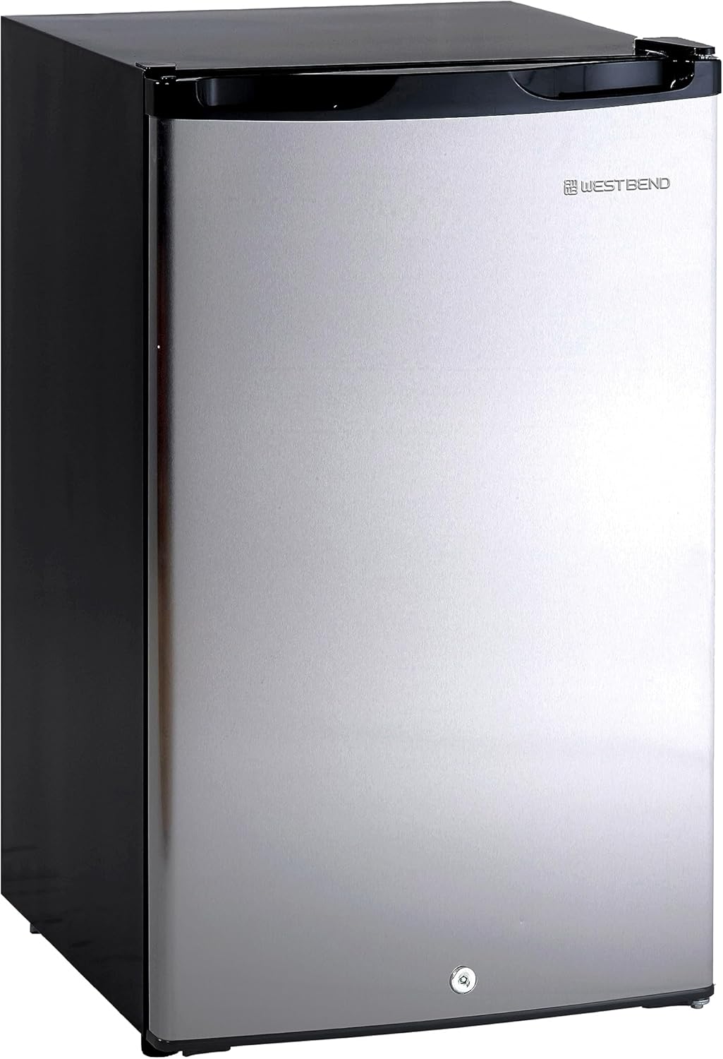 West Bend Mini Fridge Compact Refrigerator for Home Office or Dorm, Auto Defrost with Reversible Door, Energy Star Rated, 4.4-Cu.Ft., Stainless Steel