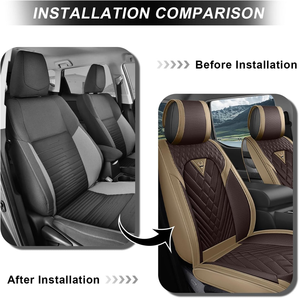 Dodge Ram Truck Seat Covers Custom for 2002-2026 1500 2002-2026 2500/3500 Crew Double Mega Quad Cab Bighorn Laramie Tradesman Classic Front Seat Covers Protectors(Standard 2 Seats/Brown Coffee)
