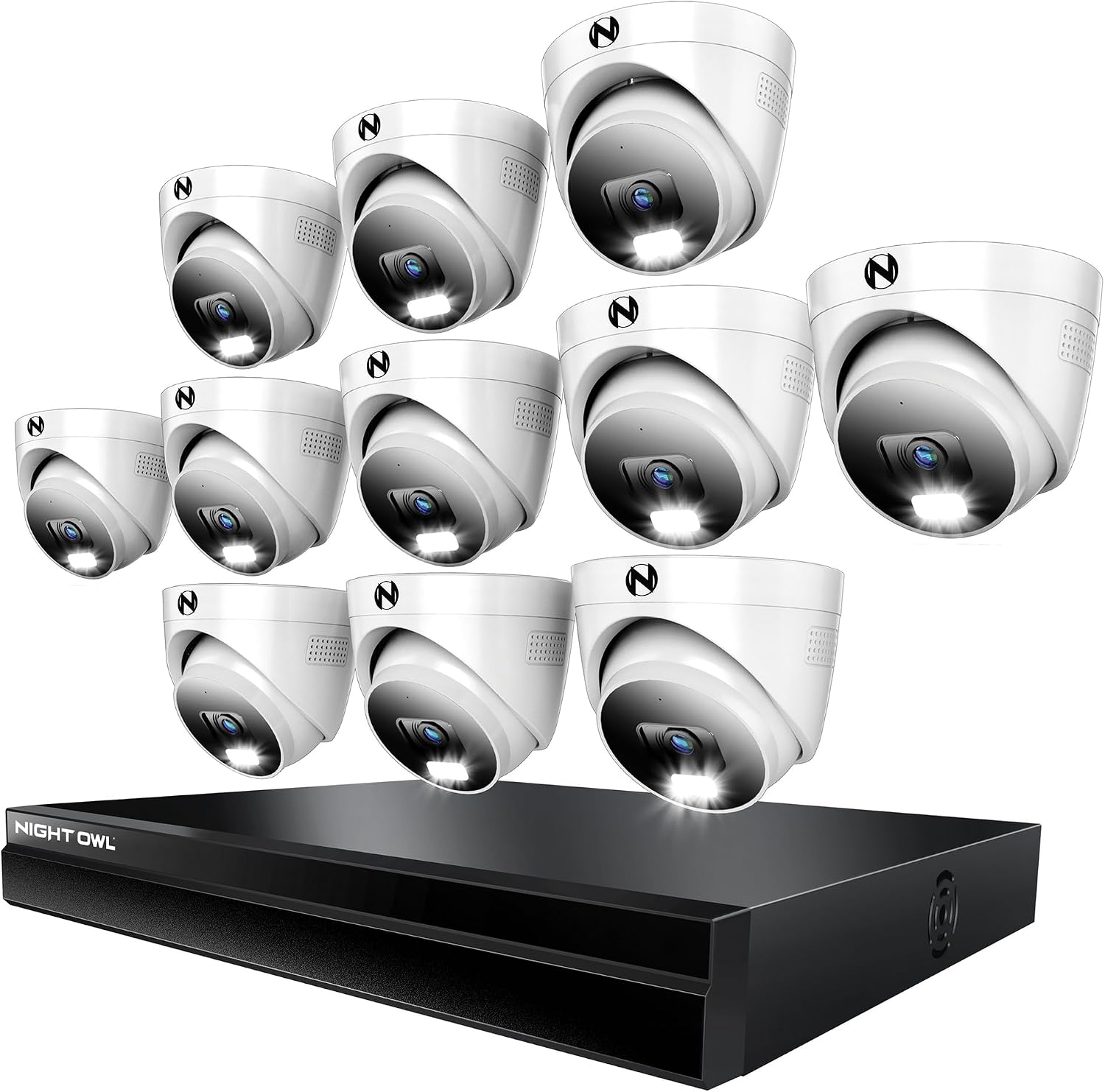 Night Owl Power Over Ethernet 24 Channel NVR Video Home Security Camera System with (11) Wired IP 4K HD Indoor/Outdoor Deterrence Dome Cameras and 4TB Hard Drive (11 Camera)