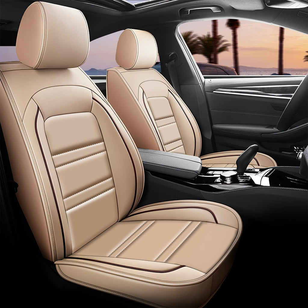 Seat Covers for Toyota 4runner 1991-2025 | 5-Seats Leather Seat Covers, Easy to Install Automotive Seat Covers Full Set (Full Set, Beige)