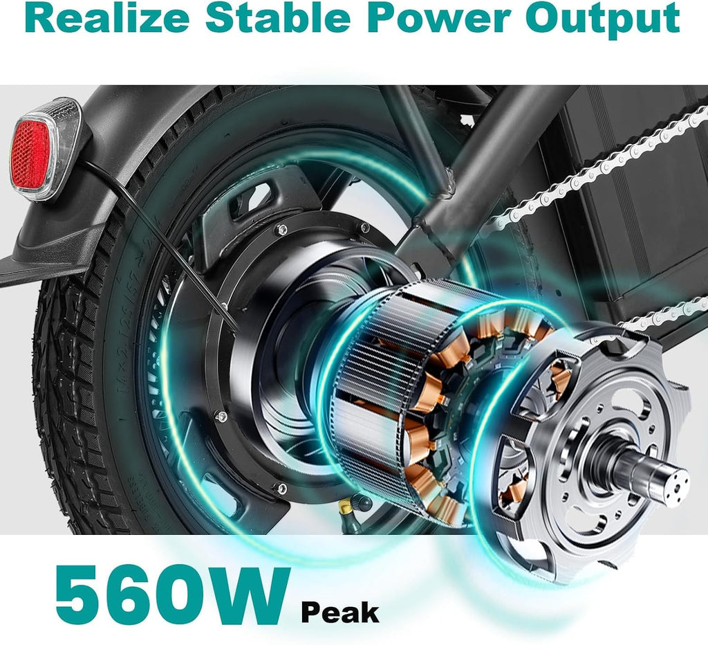 Electric Bike for Adults and Teens, Folding Ebike,Commuter City Foldable E Bike with 560W Motor and 48V 10Ah Battery, 24MPH Speed Pedals Assist, Dual Disc Brakes,14' Compact Electric Bicycles