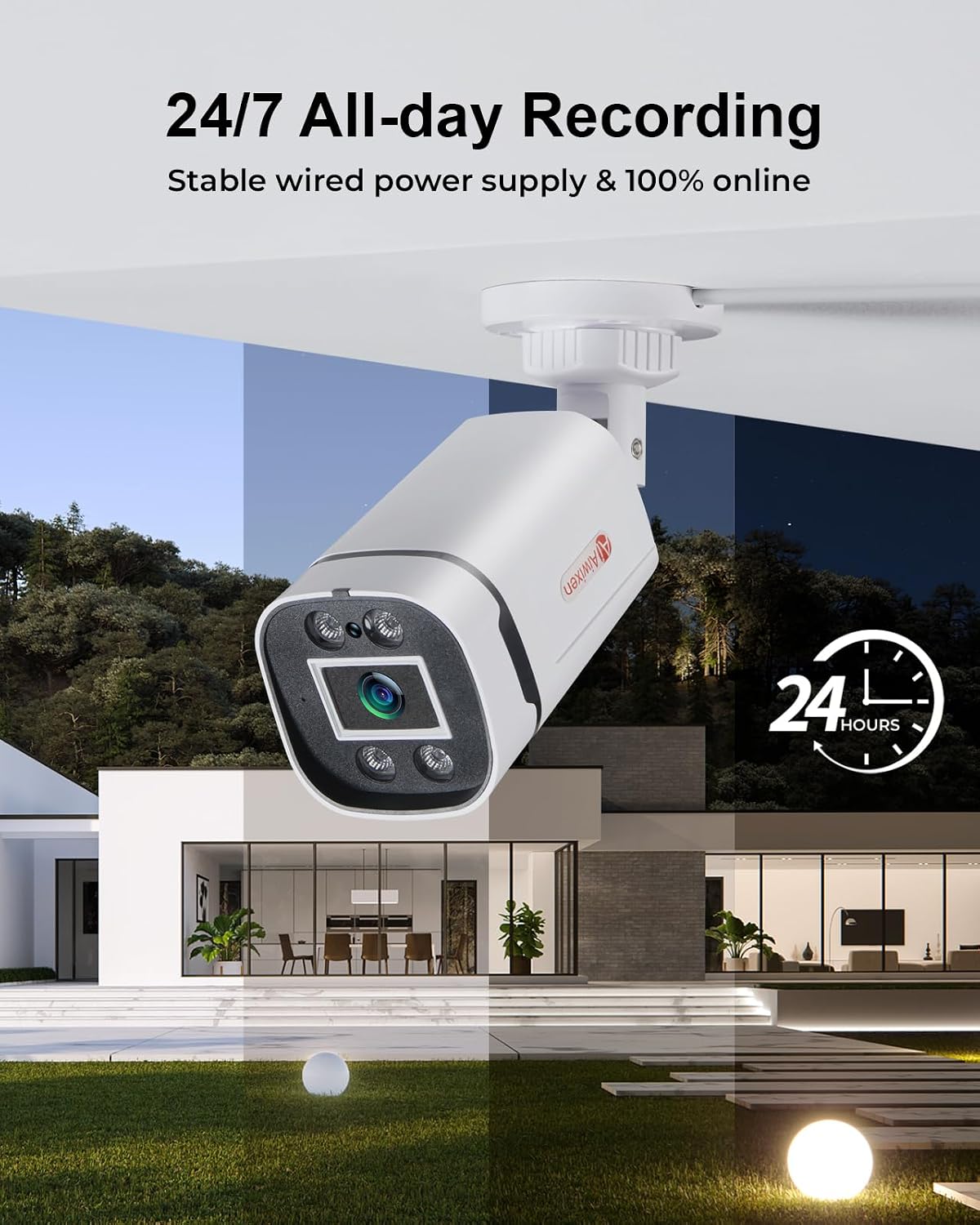 8CH H.265+ 3K Lite Wired CCTV Security Camera System with Human Vehicle Detection, 4X IP68 5MP Surveillance Camera for Indoor Outdoor, 1TB Hard Drive for 24-7 Recording, Remote Access