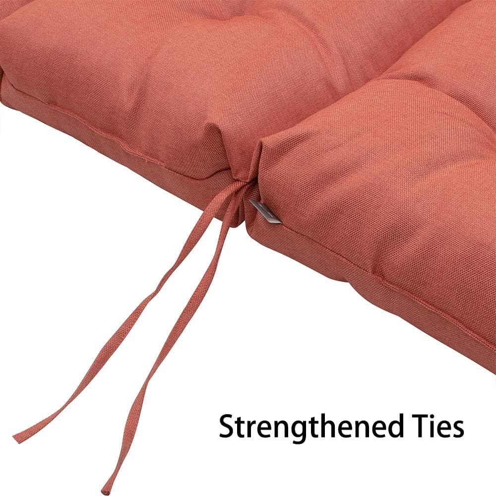 Magpie Fabrics Indoor/Outdoor Tufted High Back Chair Cushion Set of 2, Waterproof Deep Seating Rocking Chair Outdoor Chaise Lounge Sun Lounger Chair Cushions(Coral)
