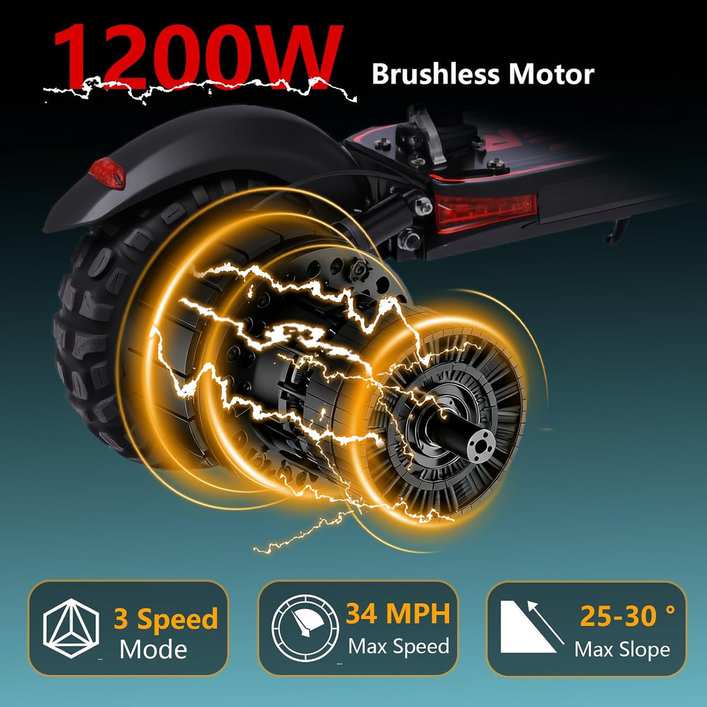 Electric Scooter Adults, 34 Mph Max Speed, 11' Off-Road Tires,48V 18AH Big Battery, 31 Miles Long Range, 1200W Motor, Dual Braking System,Folding Commuter E Scooter