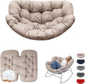 Thickened Waterproof Papasan Rocking Chair Cushion, 6.3'' Patio Egg Chair Pad with Ties, Outdoor/Indoor Rattan Hammock Cushions for Porch, Garden, Balcony(Only Cushion no Chair) (Khaki)
