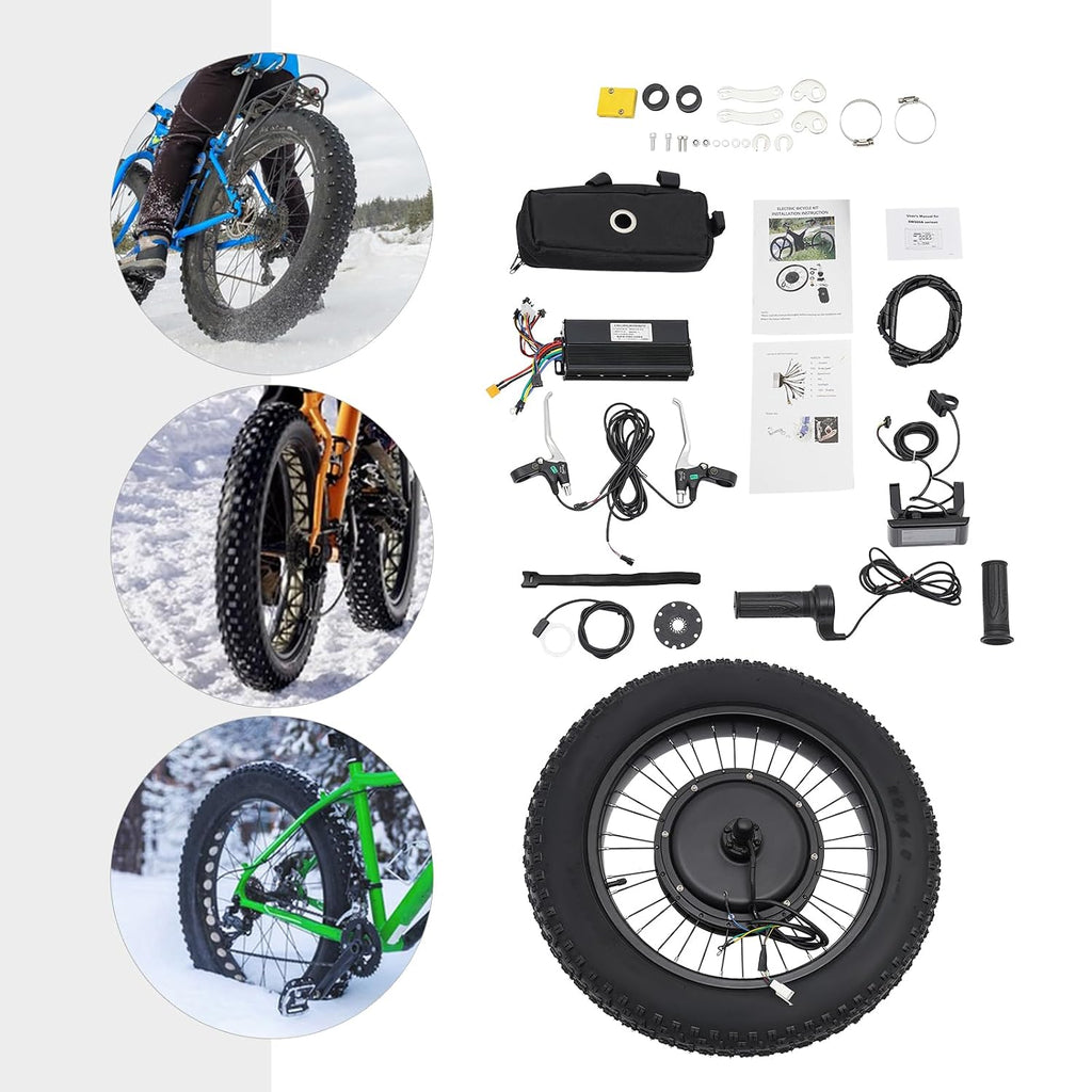 1500W Electric Bike Conversion Kit, 48V 20' Fat Tire Rear Wheel E-Bike Conversion Kit, 7-Speed Adjustable Ebike Hub Motor Bicycle Conversion Kit with LCD Display/Thumb Control/PAS Sensor