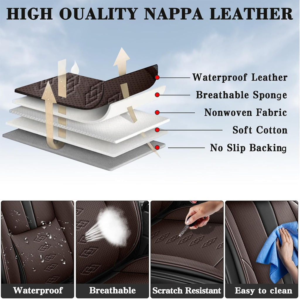 Leather Seat Covers for Hyundai Santa Cruz 2022-2025 2026,Premium Car Seat Covers Front Set,Waterproof Car Seat Protectors with Airbag,Comfort Interior Cover Seats for Cars(Black+Brown)