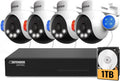 Defender AI Powered Sentinel 4K Wired Security Camera System, 360° PTZ Security Camera System with AI Tracking, Smart Human Detection, Blue-Red Light Deterrence, and Color Night Vision | 4 Cameras 1TB