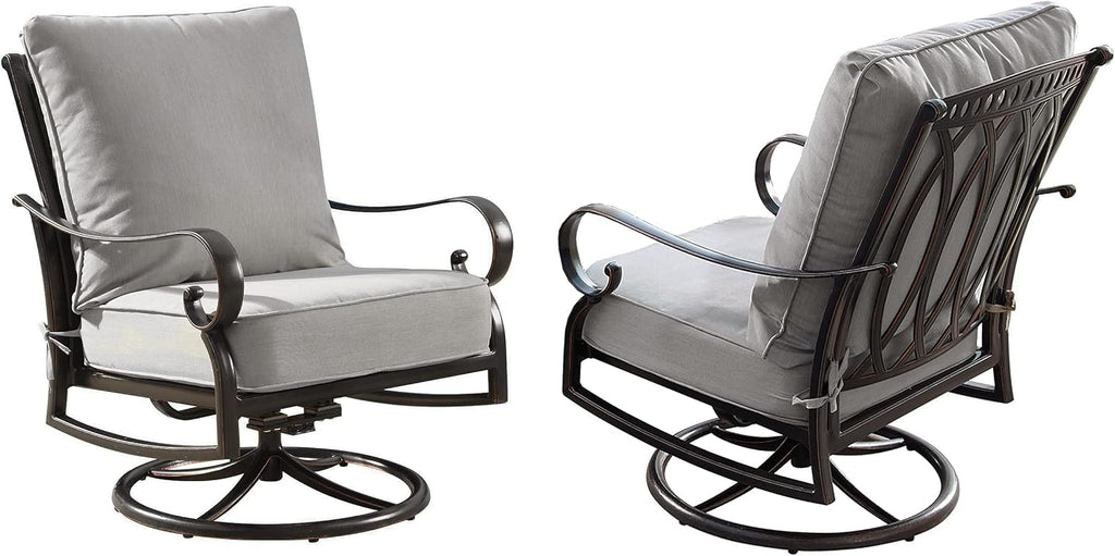 Oakland Living Aluminum Outdoor Swivel Club Finish with Thick Grey Polyester Cushions (Set of 2) Deep Seating Rocking Chairs, Antique Copper (AZRICA-2CHAIR-AC)