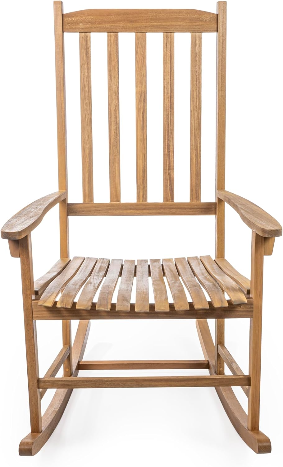 JONATHAN Y RCK300A Seagrove Farmhouse Classic Slat-Back 350-LBS Support Acacia Wood Outdoor Rocking Chair Traditional, Coastal, Cottage, Vintage, Shabby Chic, Teak Brown