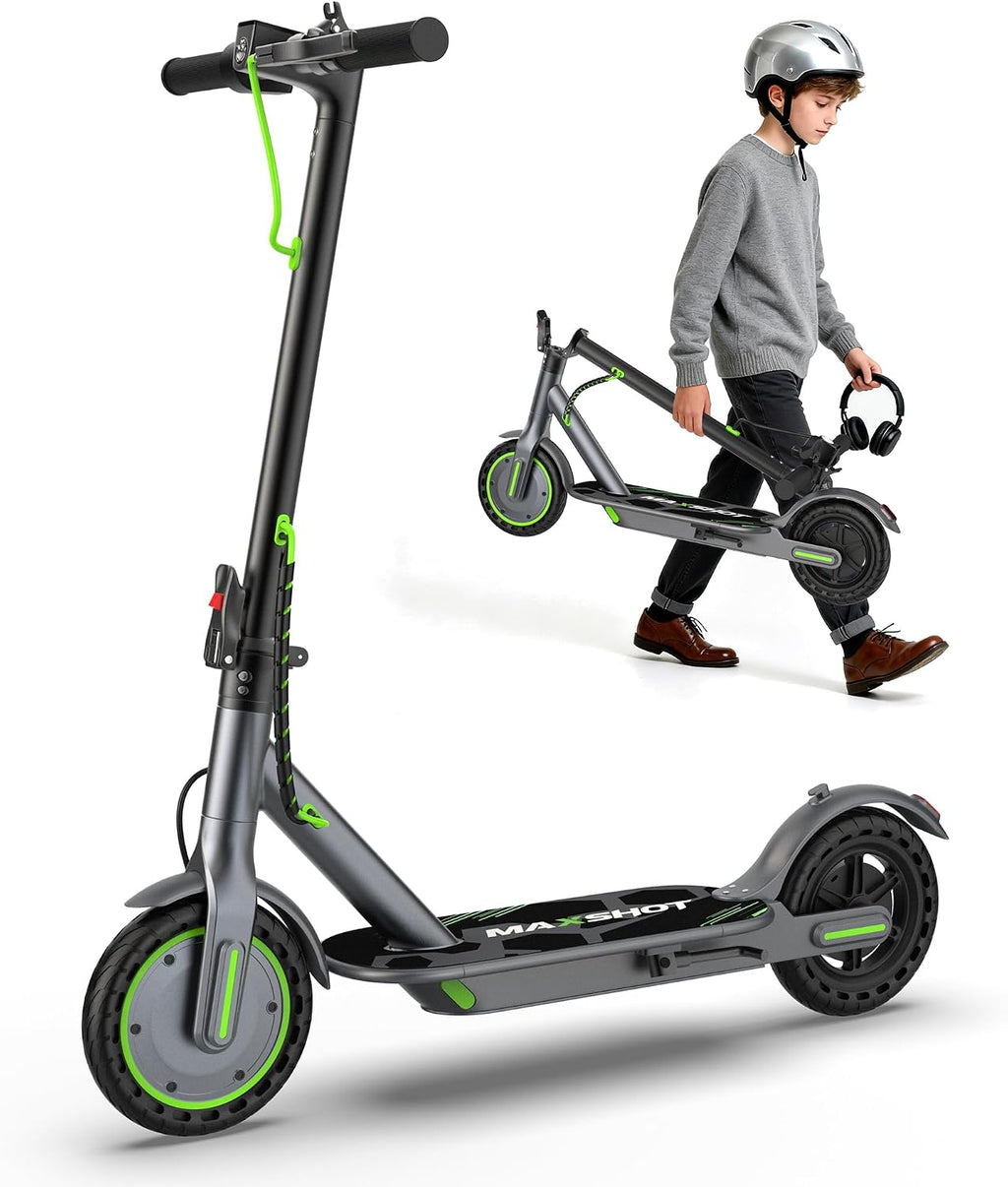 MAXSHOT Electric Scooter for Adults, 8.5/10/14' Tires, 19/22Mph, 350W/500W Motor, 21-28 Miles Range, Folding E-Scooter with Dual Suspension,APP Contro