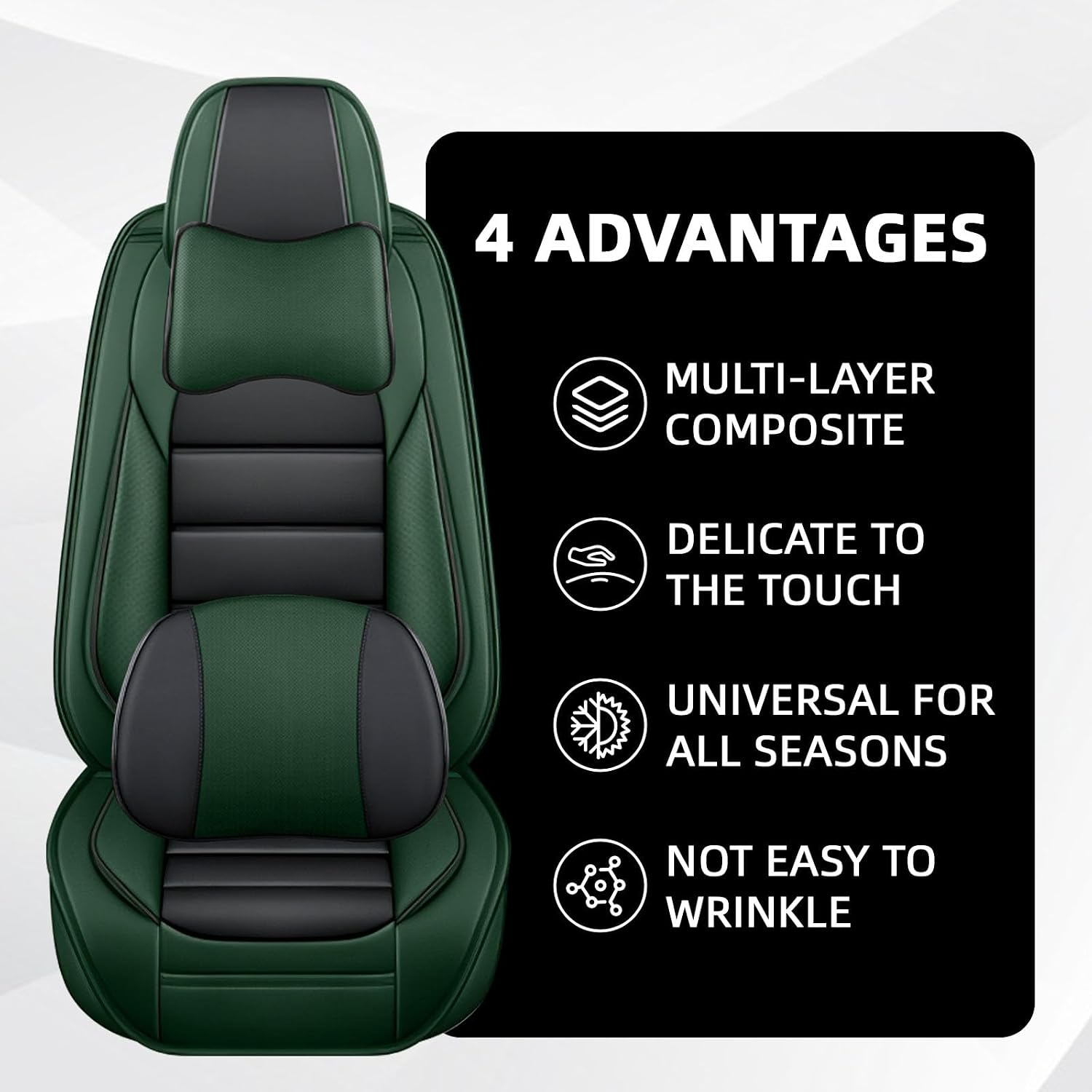 Car Seat Cover Fit for Rivian R1T 2022-2025,Compatible Airbag Non-Slip Waterproof Seat Cover,Car Seat Protector Premium Interior (Luxury 5 Seats,Black Green)