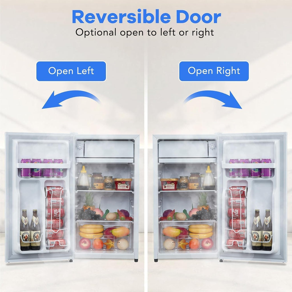 4.3 Cu.Ft Mini Fridge with Freezer – Compact Single Door Refrigerator w/Adjustable Thermostat | Energy-Efficient & Low Noise, Ideal for Bedroom, Office & Dorm