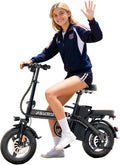 Foldable Electric Bike for Teens and Adults, 14 inch Mini E-Bike with 500W Peak Motor, 48V Removable Battery, Commute Electric Bicycle with 18MPH and 30-35 Miles PAS Range