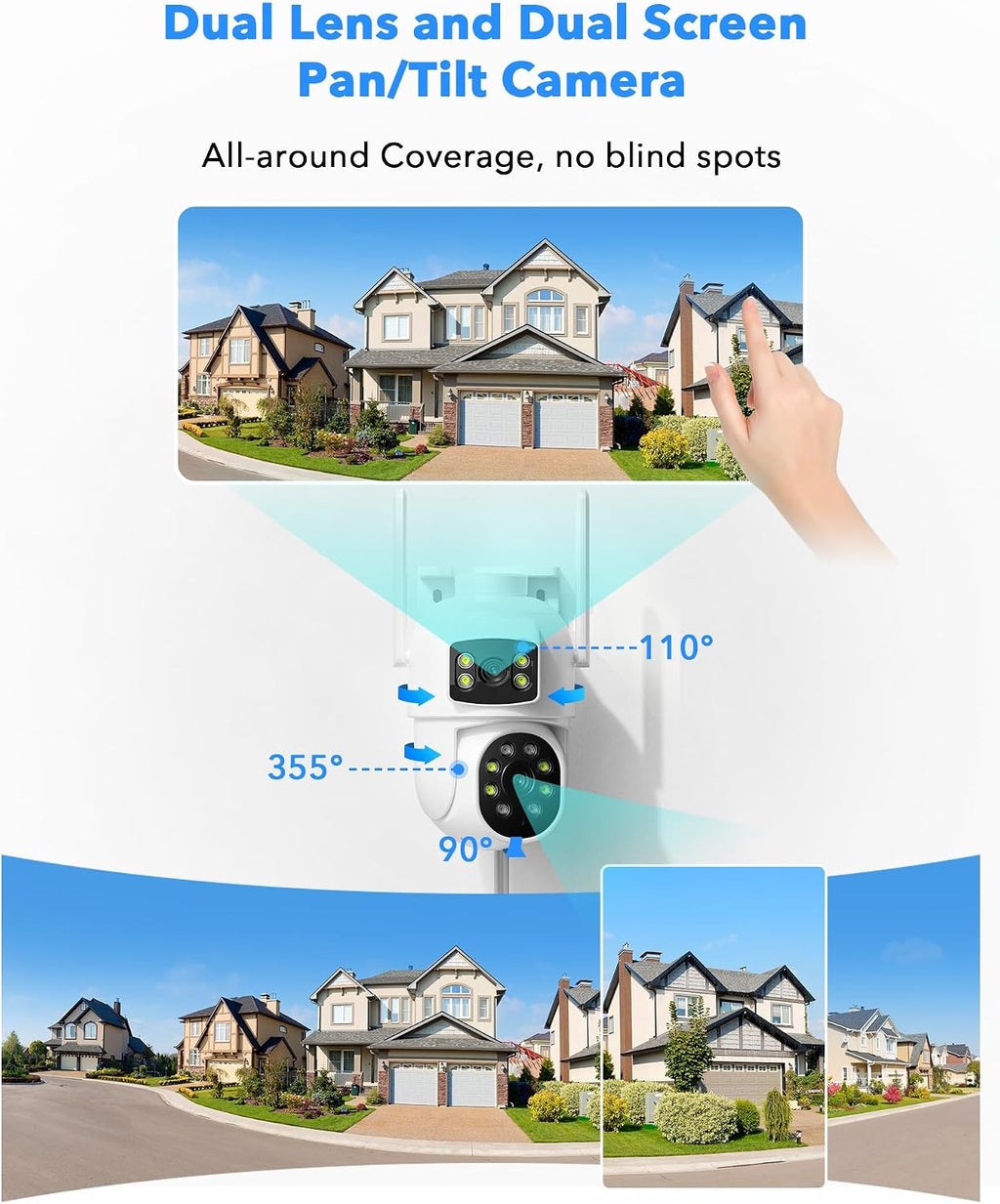 CAMCAMP Wireless Security Camera System with 10.1' Monitor, Dual Lens PTZ CCTV Camera Security System, 10CH Expandable 4K NVR,Auto Tracking, No Subscription for Outdoor Indoor, 5G & 2.4G WiFi