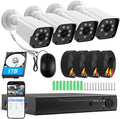 H.265+ Wired Security Camera DVR Kit System with AI Human Vehicle Detection, 4x 1920P 5MP IP67 Metallic Indoor/Outdoor Cameras IR Night Vision Remote Access, 4K NVR 1TB HDD Included for 24/7 Recording