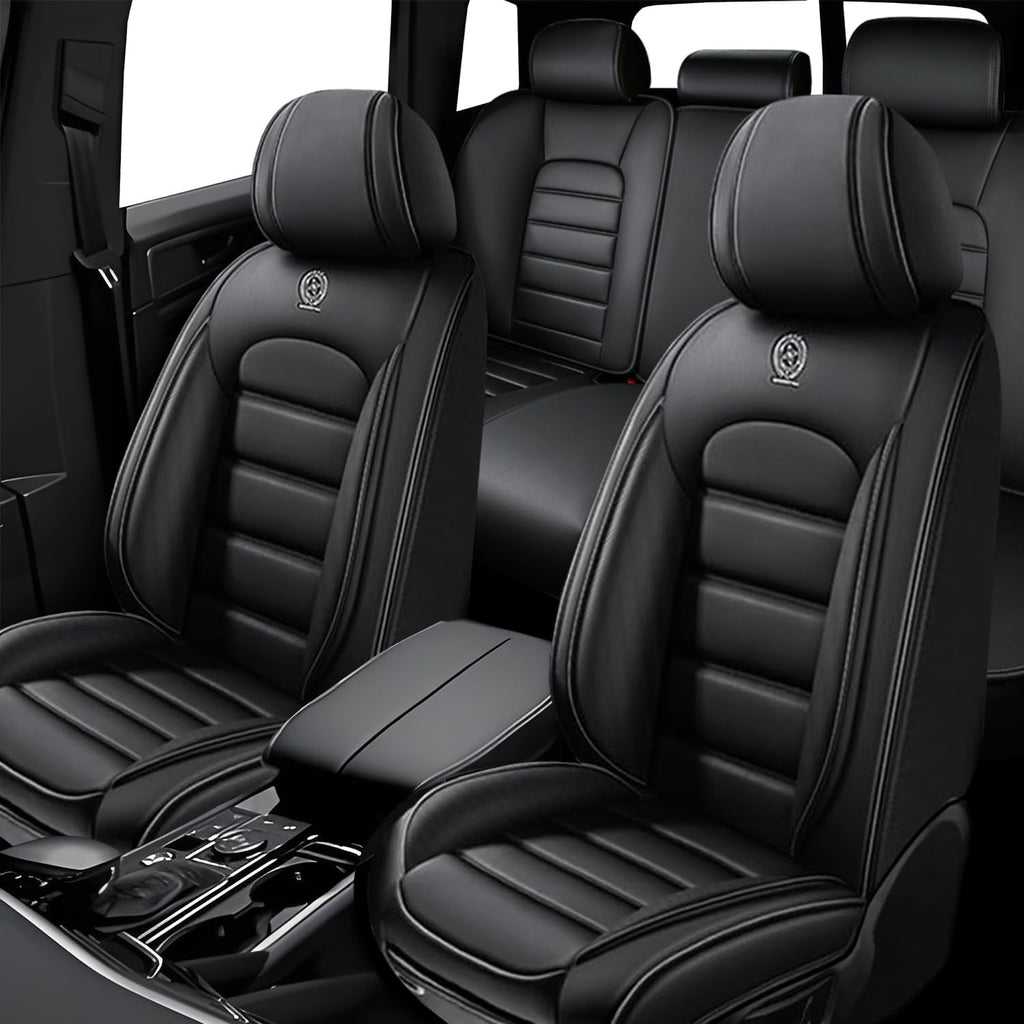 5 Seat Covers for Mini Cooper/Countryman/One Leather Car Seat Covers Waterproof Non-Slip Soft Seat Protectors Comfort Auto Seat Covers with Airbag（Standard,Classic Black）