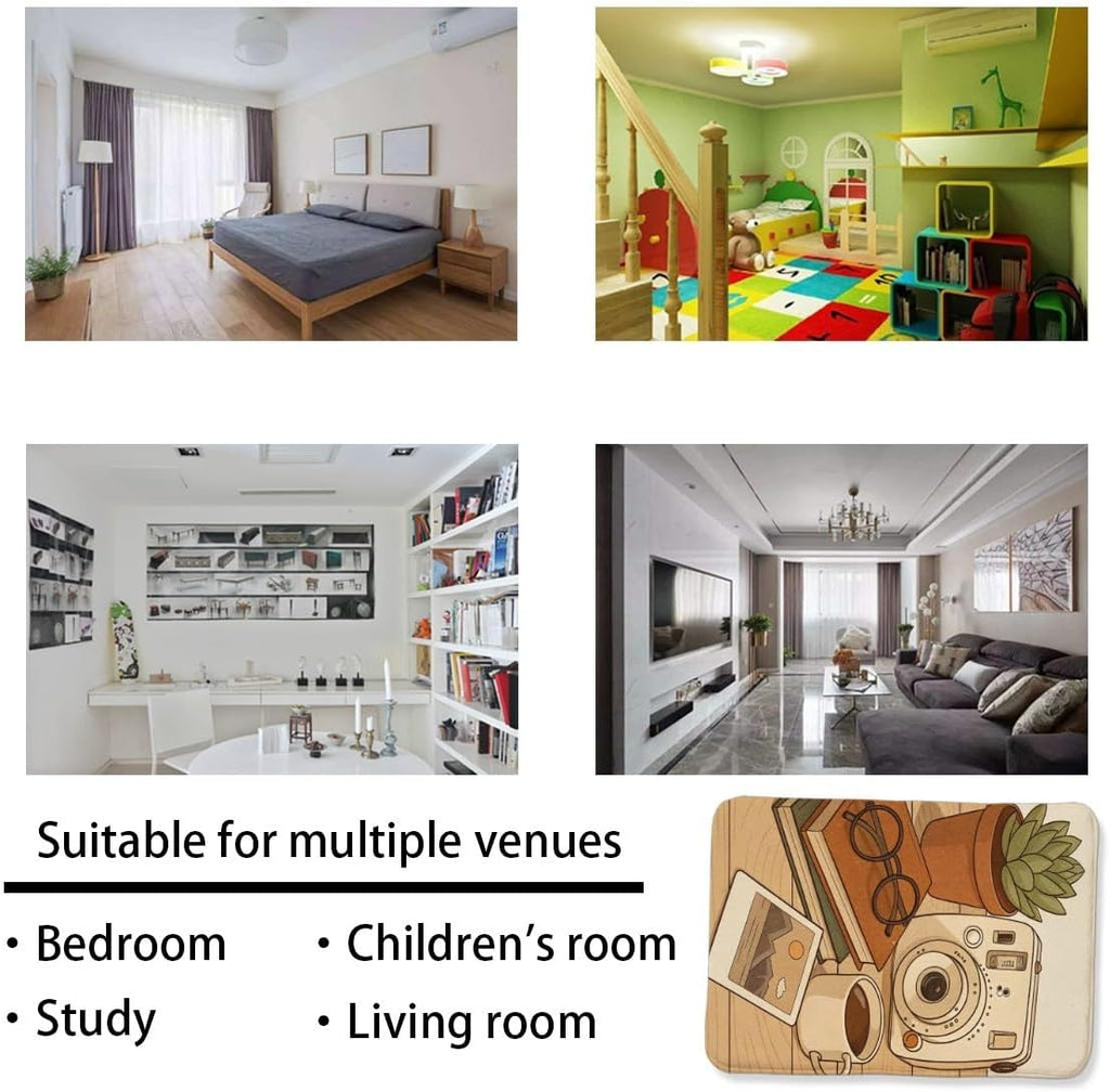 Leisure Area Rug, Non Slip Washable Polaroid Camera, Coffee Style, Simple and Cute Girl's Bedroom Rugs Room Decor Indoor Mat, Soft Flannel Mats for Bedroom Bathroom Living Room (5' x 8')